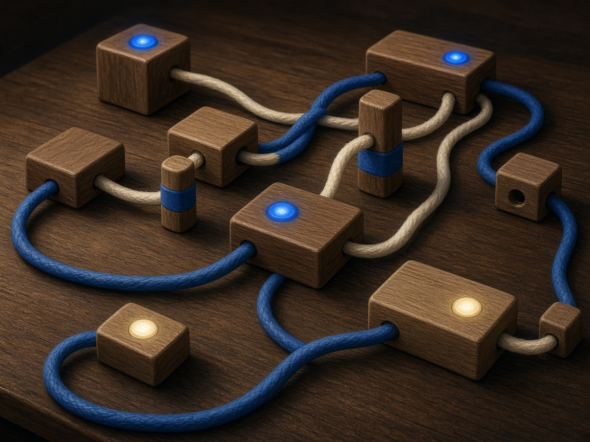 Illustrated blocks and cables standing in for a software system